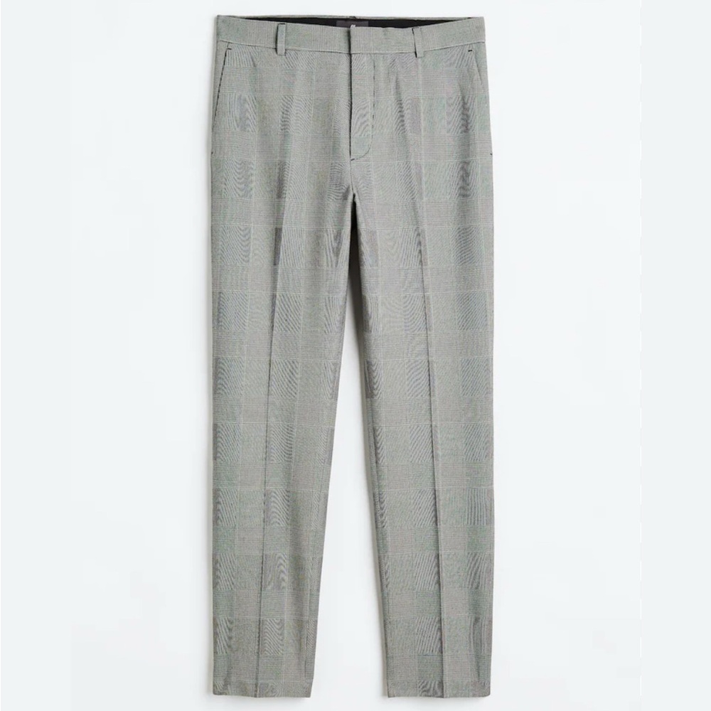 H&M Slim Fit Grey Checkered Pants